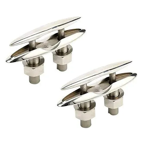 2 Pack Of 6-1/4&#034; Stainless Steel 316 Boat Pop Up Cleat Flush Mount Boat Cleats