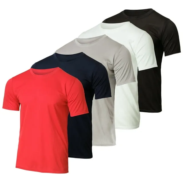 Real Essentials 5 Pack: Youth Mesh Moisture Wicking Active Athletic Performance Short-Sleeve T-Shirt Boys & Girls, Kids Unisex, Size: XL, Gold