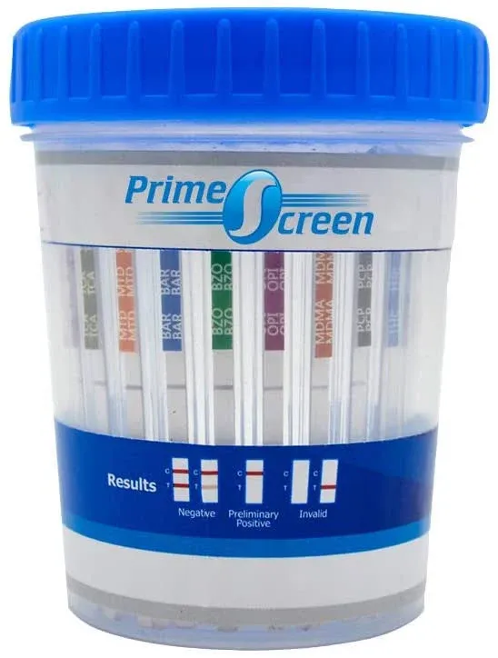 16 Panel Urine Drug Test Cup Kit (AMP,BAR,BUP,BZO,COC,mAMP,MDMA,MOP/OPI,MTD,OXY,PCP,THC, ETG, FTY, TRA, K2) -CDOA-9165EFTK