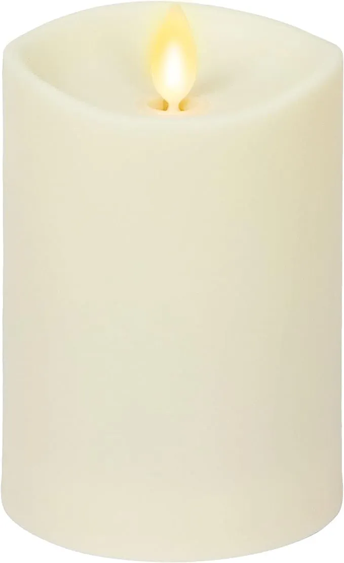 Matchless Ivory Outdoor Flameless Candle Pillar Melted Top Unscented