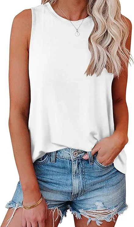 Bliwov Womens Fashion Tank Tops Crewneck Loose Fit Basic y2k Going Out Clothes Casual Summer Sleeveless Shirts for Women 2024