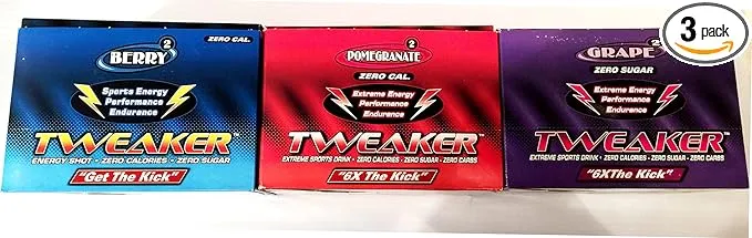 Tweaker Energy - Variety Pack - Grape, Berry, Pomegranate - 36 Pack