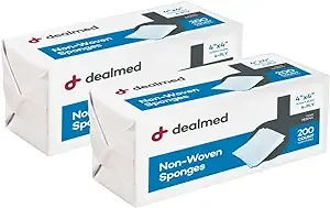 Dealmed Non-Woven Gauze Sponges - 200 Count, 4-Ply, 4x4 Inch All-Purpose Non-Sterile Gauze Pads, Highly Absorbent Dental Gauze Wound Care Product for First Aid Kit/Medical Facilities (2 Pack)