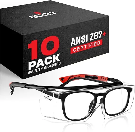 NoCry Safety Glasses Over Eyeglasses with Anti Scratch Wraparound Lenses, UV400 Protective Eyewear, ANSI Z87 & OSHA Approved Safety Goggles Over Glasses in the Lab or Shooting Glasses Over Eyeglasses