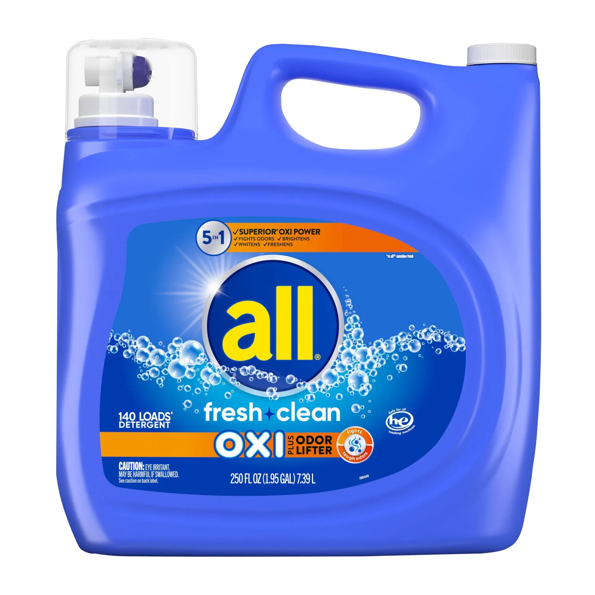 All Laundry Detergent Pacs, Fresh Clean OXI Plus Odor Lifter, 60 Count