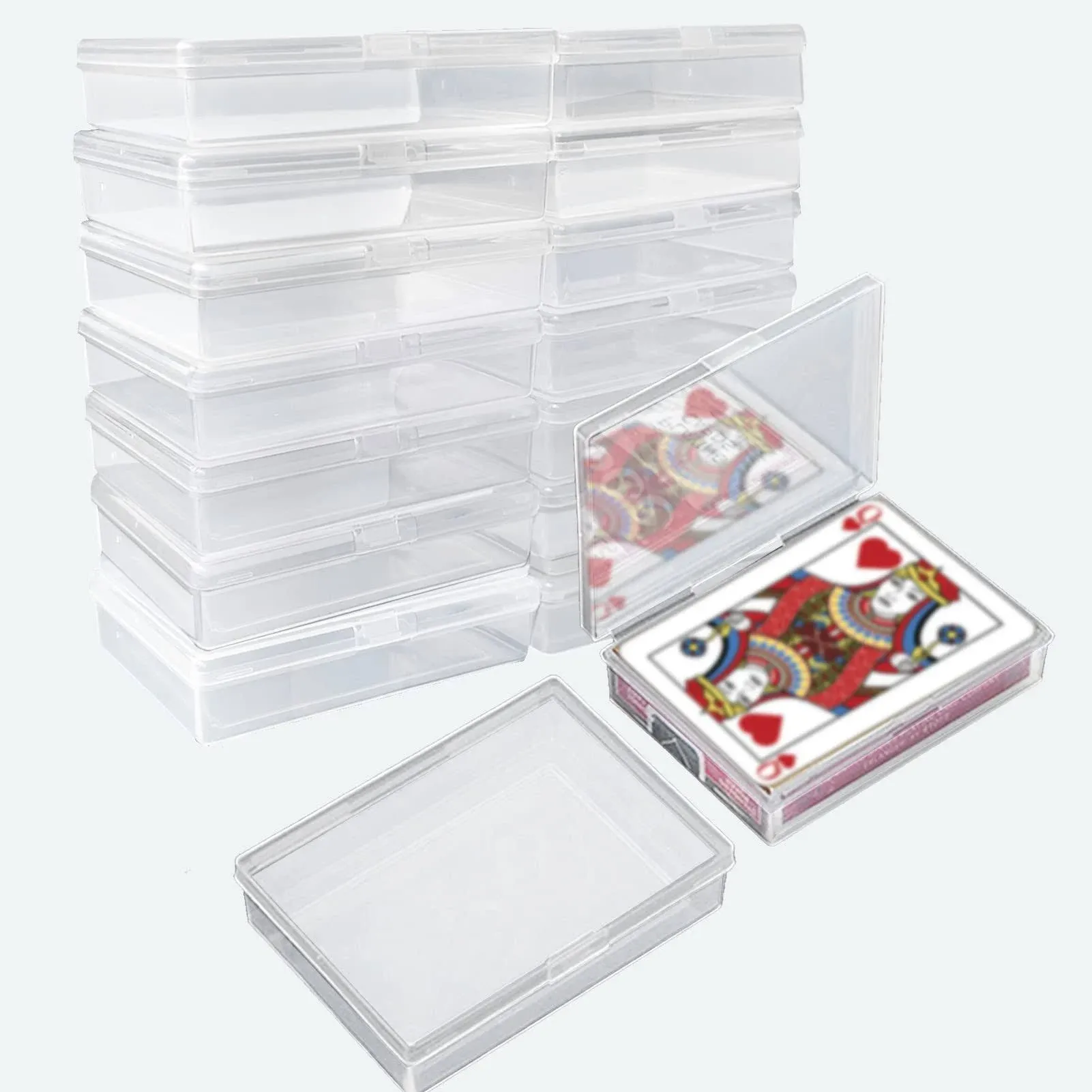 Playing Card Deck Box, 16 Pcs Plastic Empty Trading Card Case Holder, 3.8 x 2.7 x ...