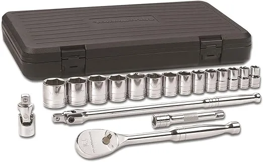 GearWrench 80717 17 Piece Socket Set 84 Tooth Ratchet 1/2" Drive 6 Point SAE