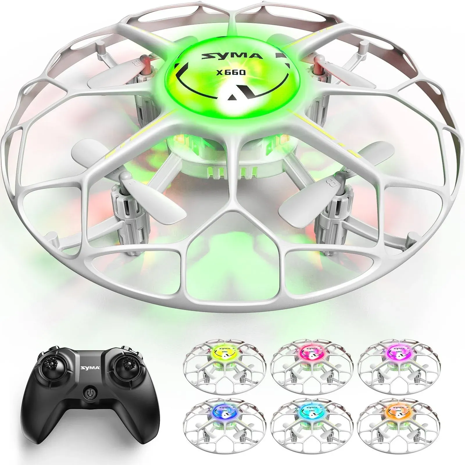 SYMA Mini Drone for Kids Adults - X660 LED Lights RC Quadcopter with White 