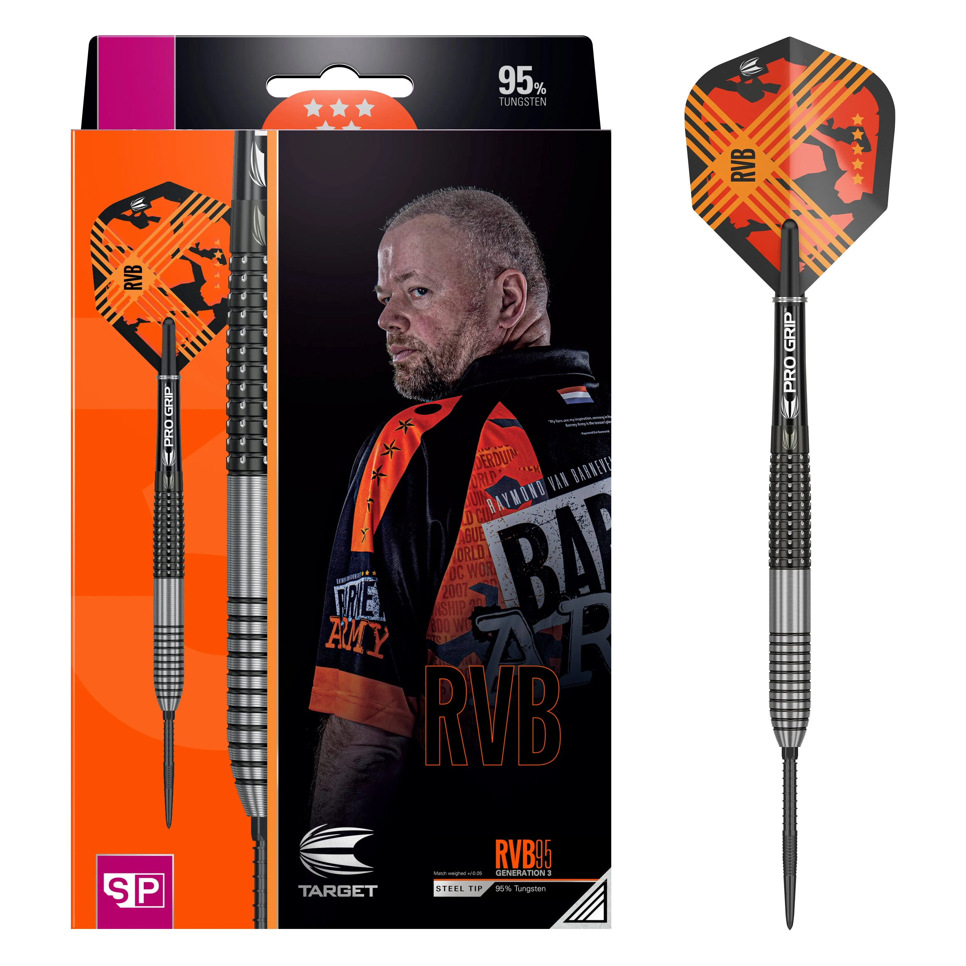 Target Darts Raymond Van Barneveld RVB 95 Gen 3 21G 95% Tungsten Swiss Point Steel Tip Darts Set