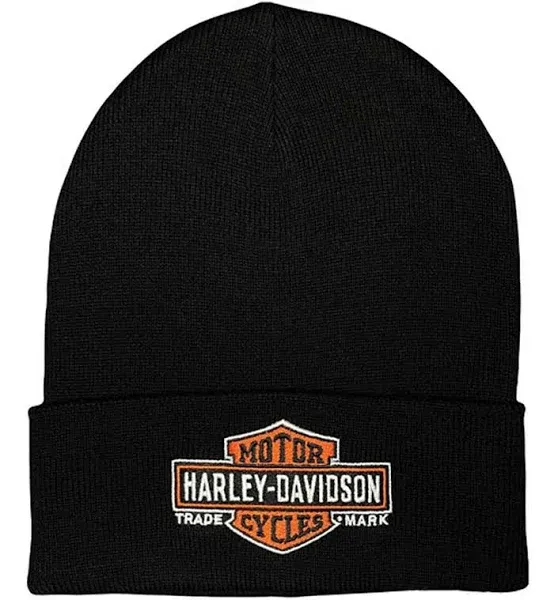 Harley-Davidson Men's Timeless Bar & Shield Logo Embroidered Cuffed Beanie Hat Black