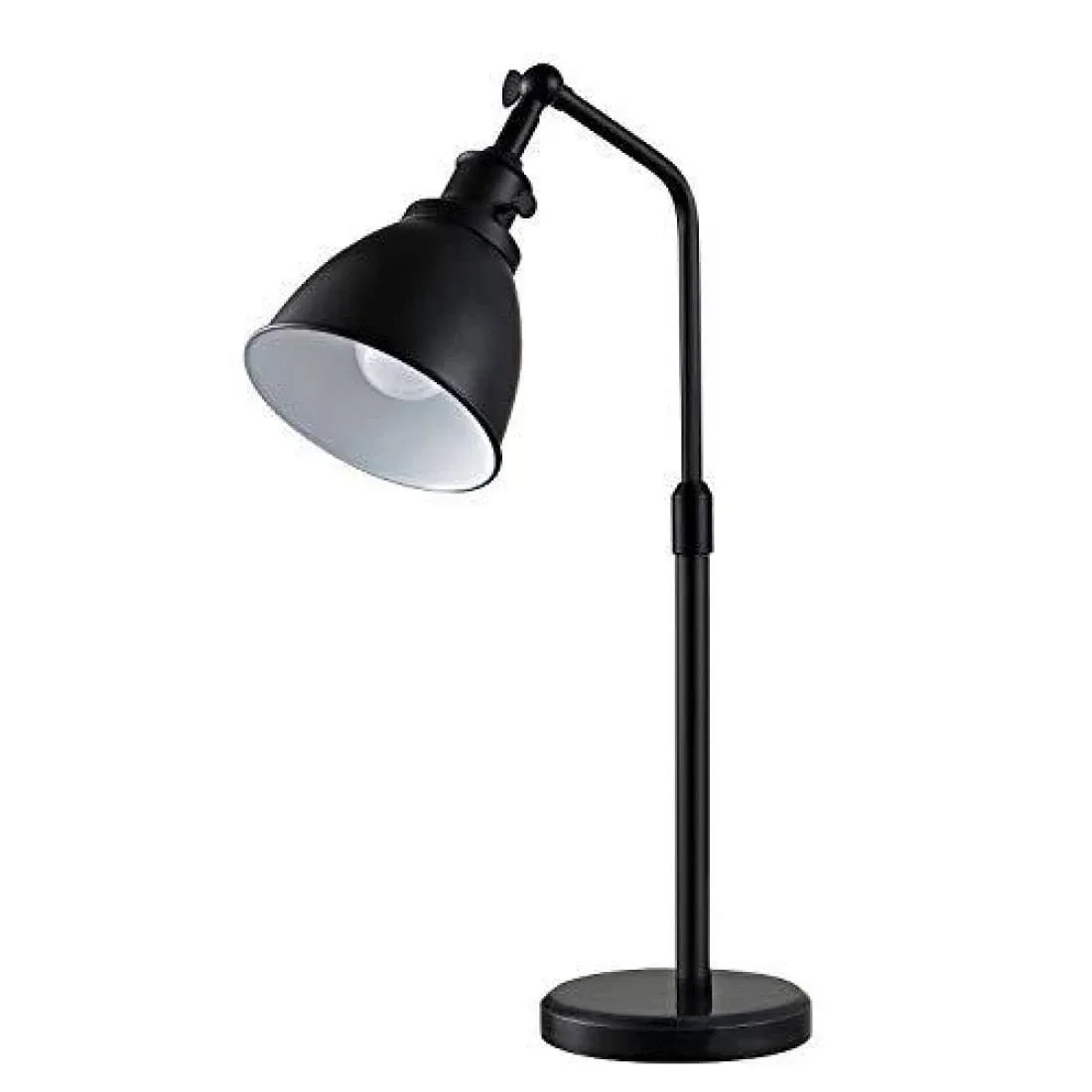 WINGBO Black Metal Table Lamp, Industrial Nightstand Reading Light Desk Lamp with ...