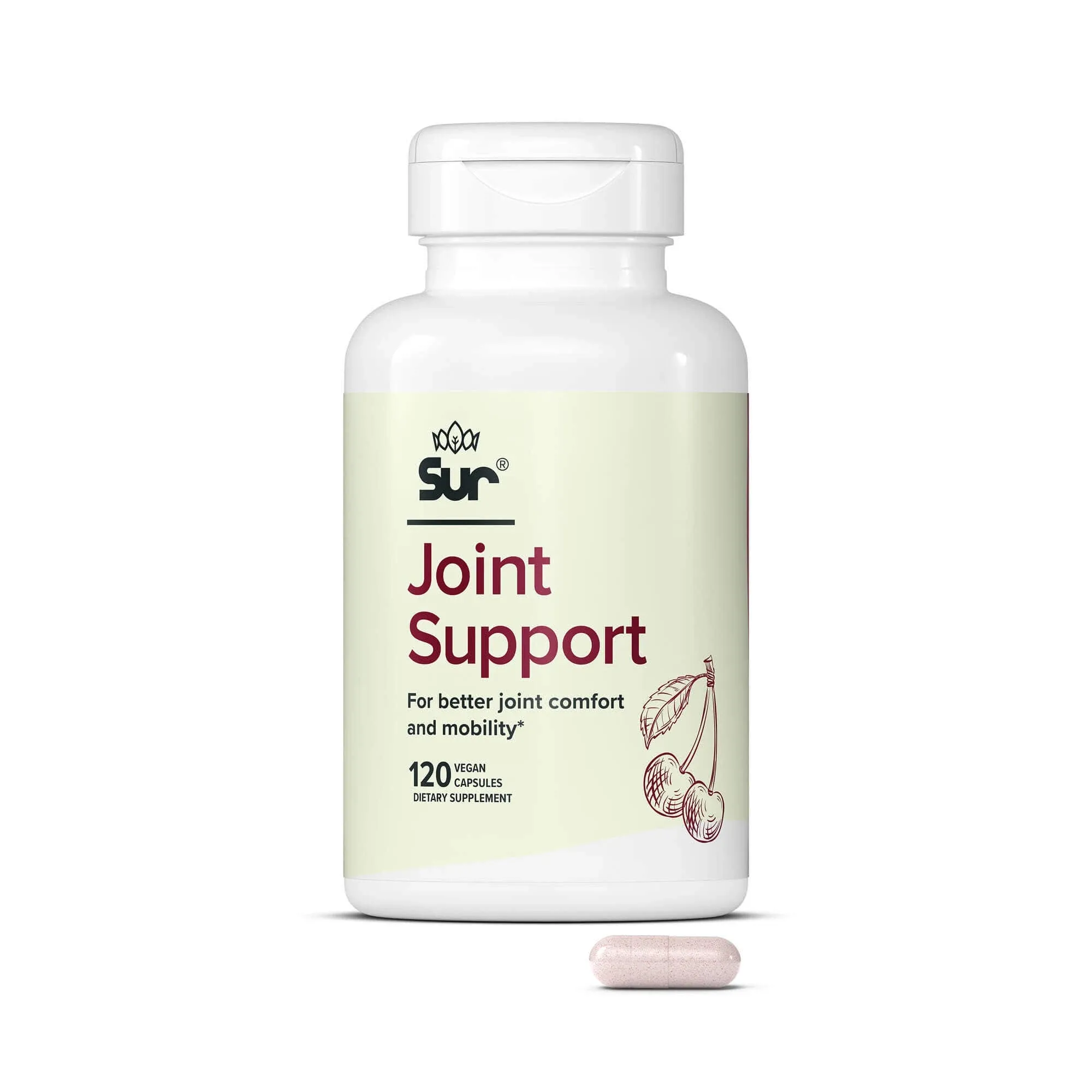 Sur Joint Support FruiteX-B Tart Cherry Capsules - Vegan Fast-Acting Relief for Better Joint Comfort and Mobility - Whole Tart Cherry and Calcium Fructoborate, Muscle Recovery (120 Capsules)