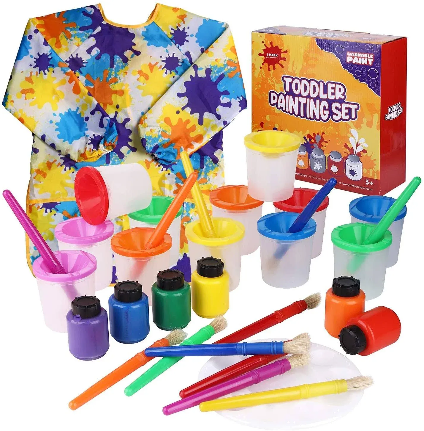 Kids and Toddlers Painting Set - 32 Piece Paint Set with Washable Water Based ...