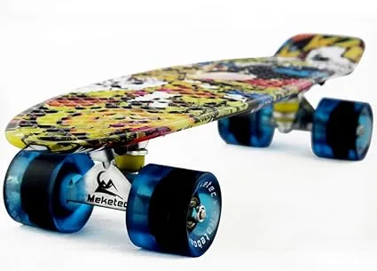 Skateboards Complete 22 Inch Mini Cruiser Retro Skateboard for Kids Boys Youths Beginners