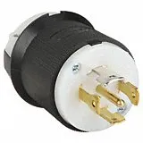 Locking Plug: L22-30P, 277/480V AC, 30 A, 4 Poles, Black/White, Screw Terminals