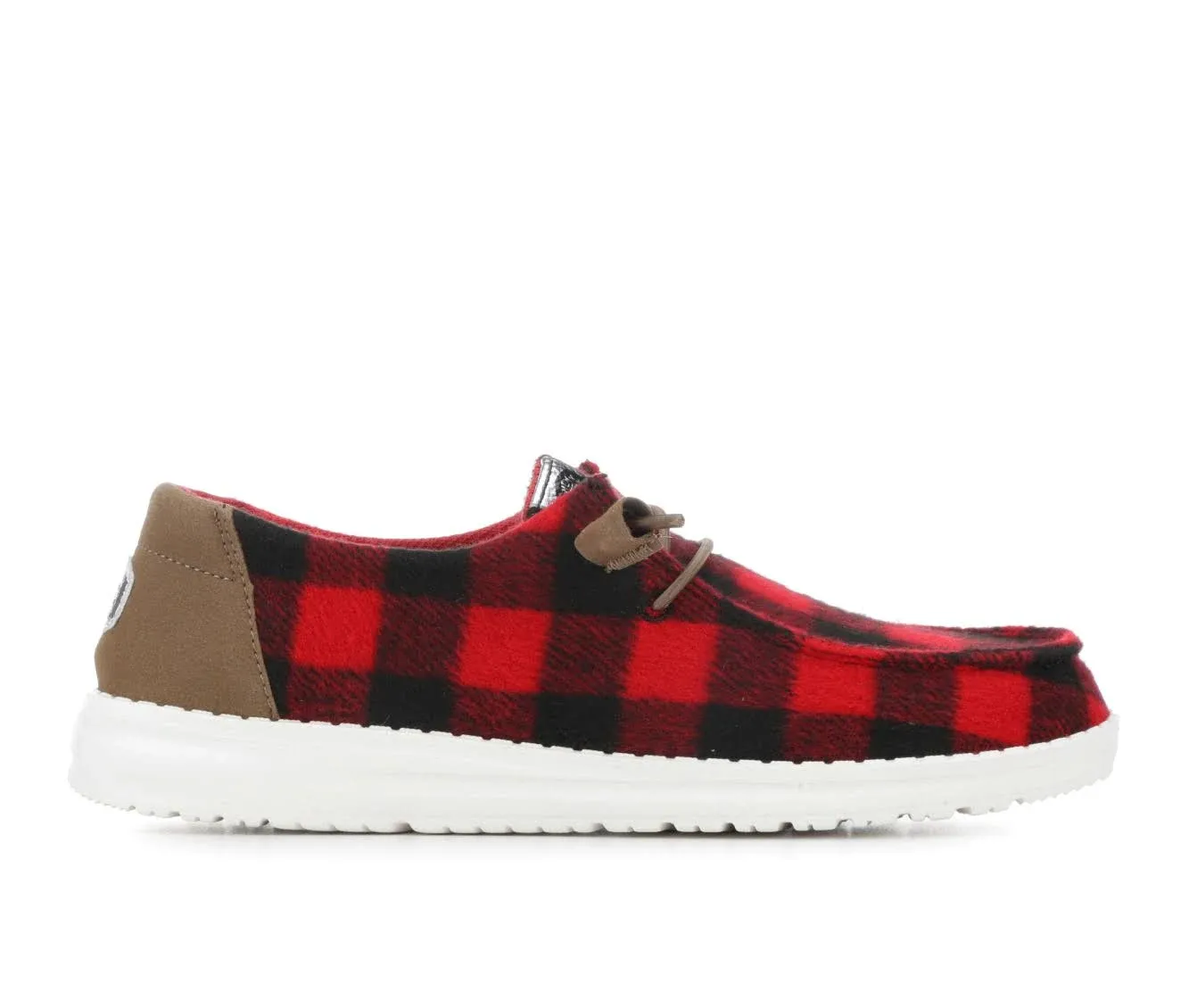 Women's HEYDUDE Wendy Buffalo Plaid Shoes 11 Red/Black