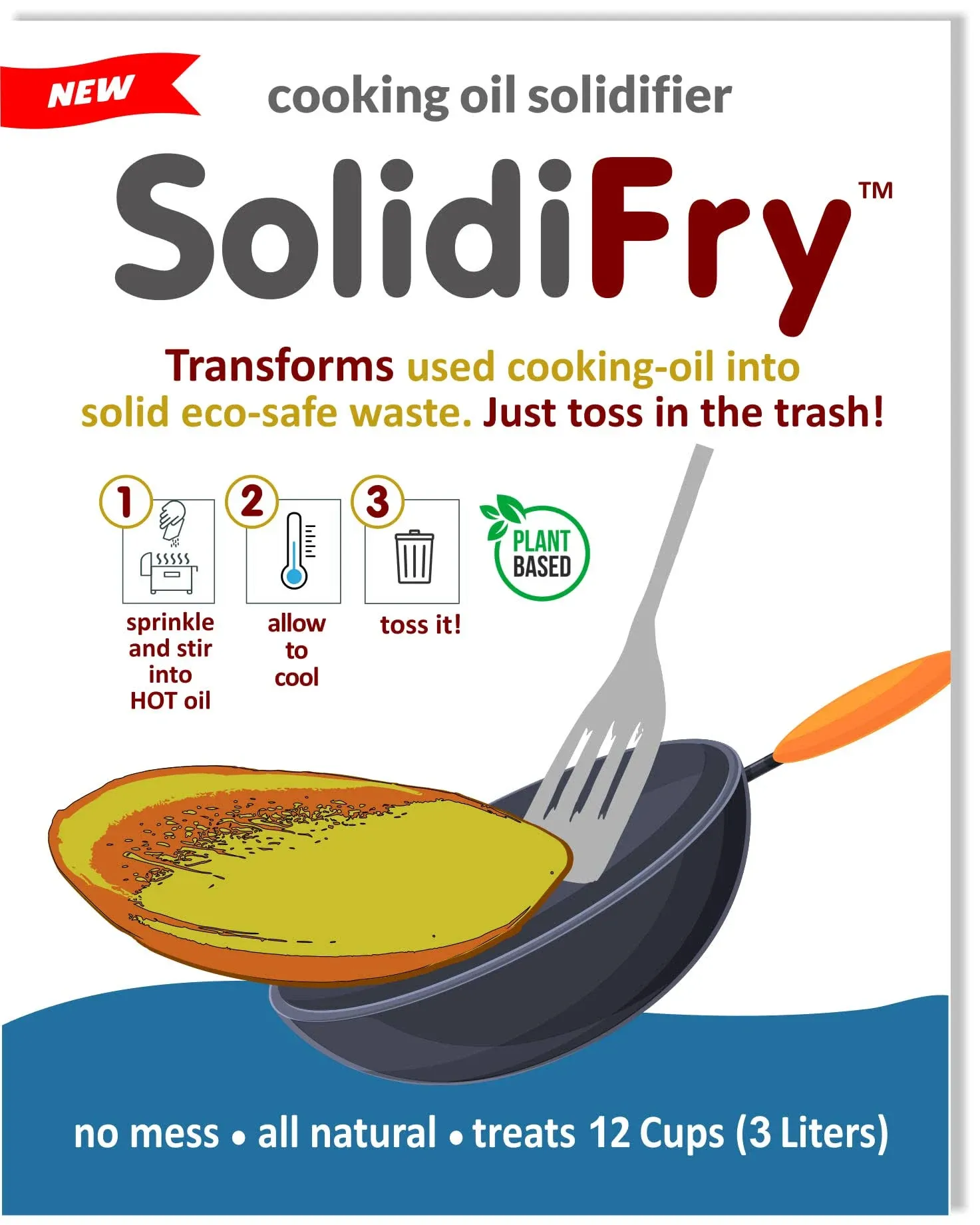 SolidiFry - Waste Cooking Oil Solidifier Powder, 100% Plant-Based Cooking Oil ...