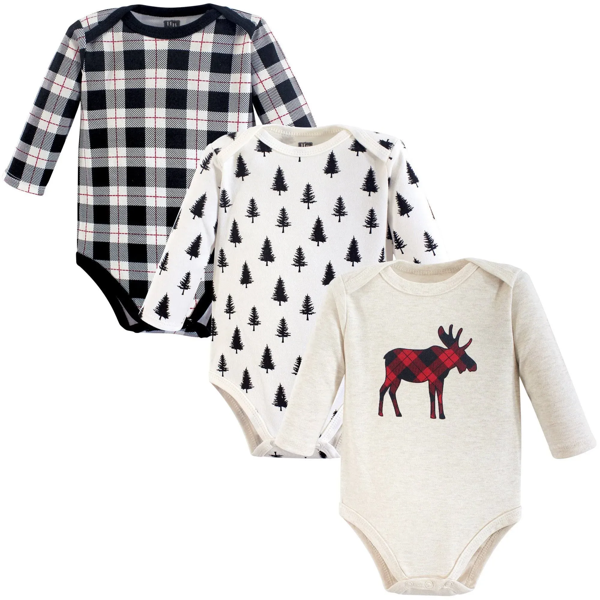 Hudson Baby Cotton Long-Sleeve Bodysuits Moose 3-Pack / 3-6 Months