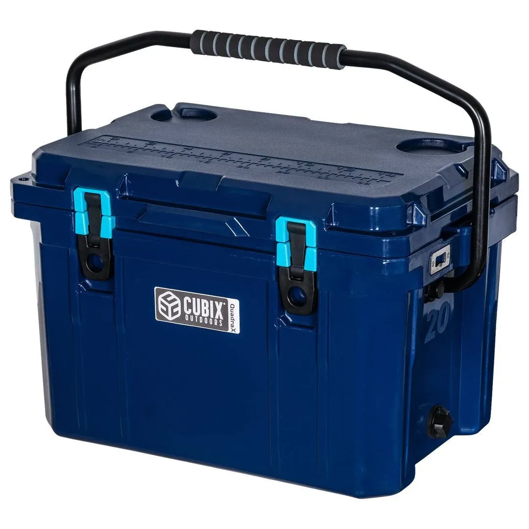 QuadraX 20QT Rotomolded Portable Hard Cooler for Camping, Fishing, Beach | Heavy Duty Insulated Ice Chest | Cold Retention 5 Days