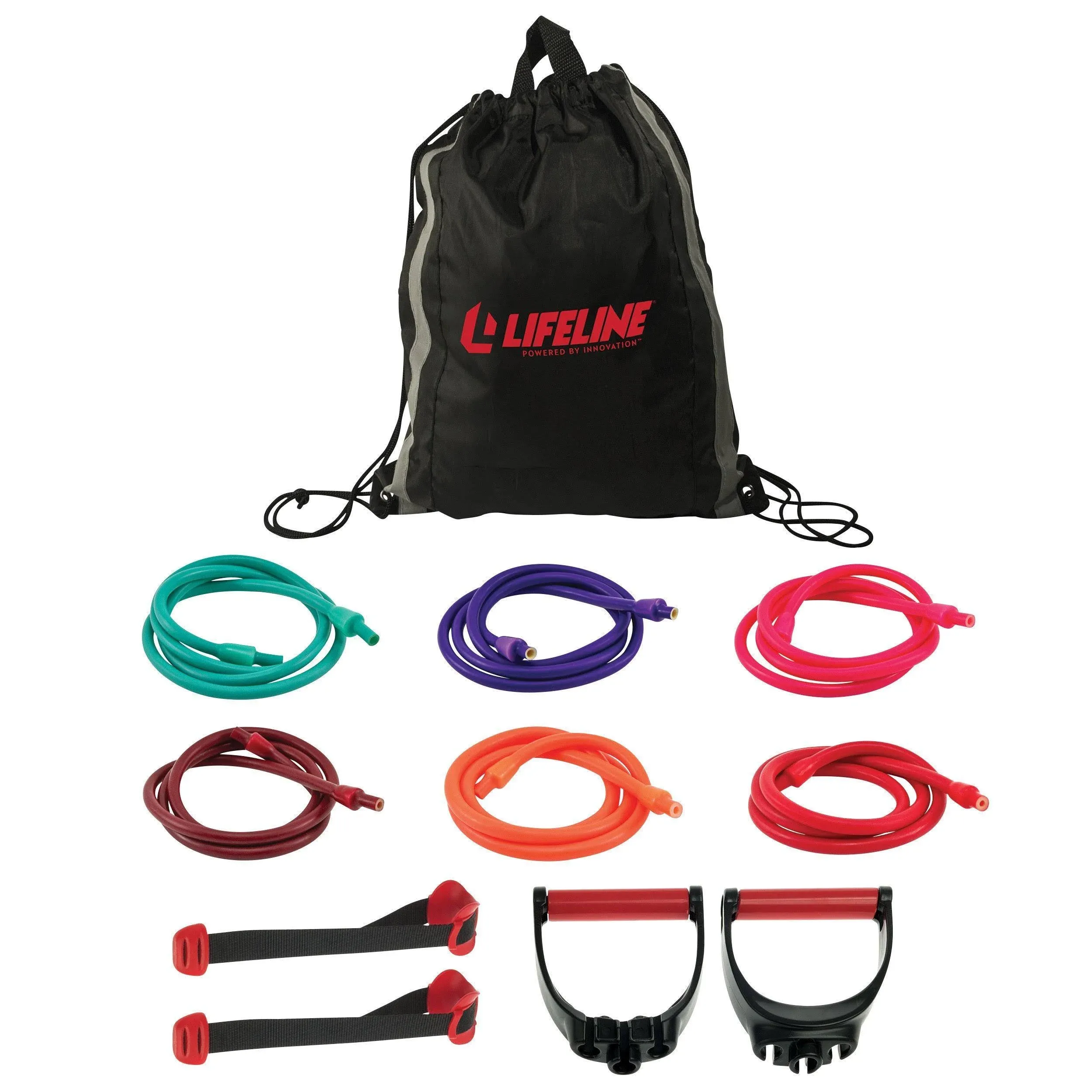 Lifeline Fitness Variable Resistance Trainer Kit - Adjustable Resistance Bands for Working Out - Home Gym Exercise Bands with Door Anchor, Carry Bag, 5ft. Bands and Triple Grip Handles