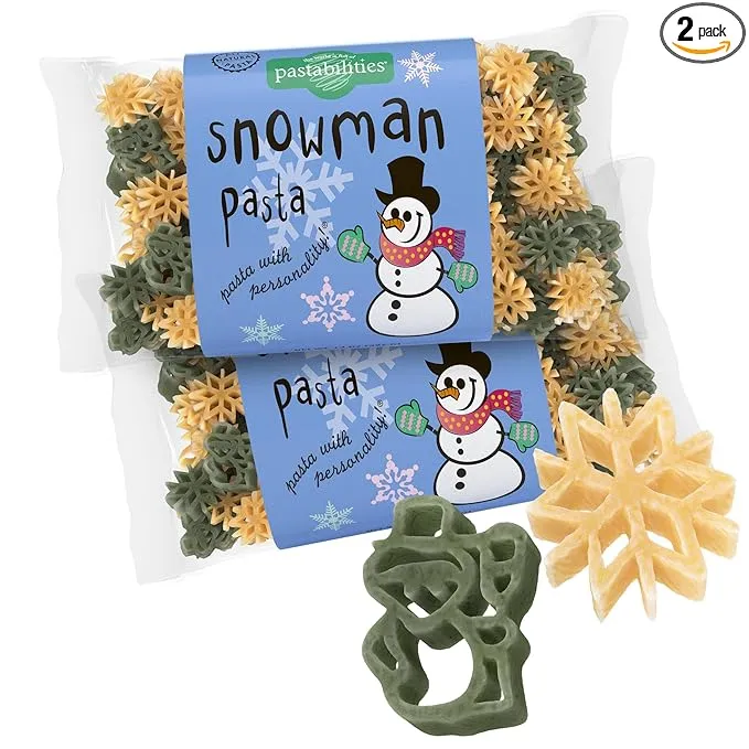 Pastabilities Snow Days Pasta, Fun Shaped Snowman & Snowflake Noodles for Kids and Holidays, Non-GMO Natural Wheat Pasta 14 oz (2 Pack)