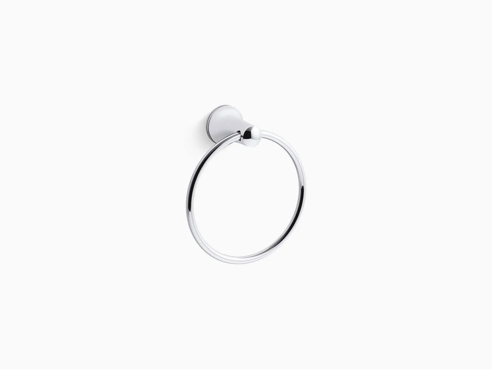 Polished Chrome Round Tempered 7.5 in 6-7/8 Modern Metal Wall Mounted Towel Ring