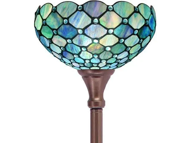 ZJART Tiffany Floor Lamp Sea Blue Pearl Style Stained Glass Light 12X12X67 inch ...