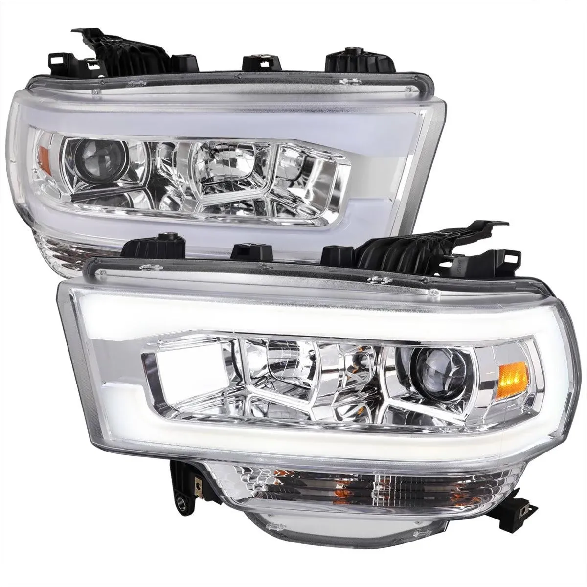 Projector Headlights Fits 2019-2022 Dodge Ram 2500 3500 LED Bar Lamps Left+Right