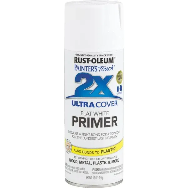 Rust-Oleum 334019-6PK Painter's Touch 2x Ultra Cover Spray Primer, 12 oz, Flat White, 6 Pack