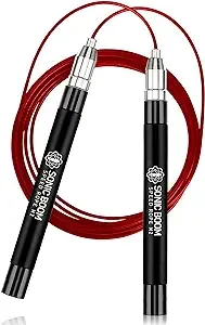 Epitomie Fitness Sonic Boom M2 High Speed Jump Rope - Patent Pending Self-Locking, Screw-Free Design – Weighted, 360 Degree Spin, Silicone Grip with 2 Speed Rope Cables for Home Workout, & More