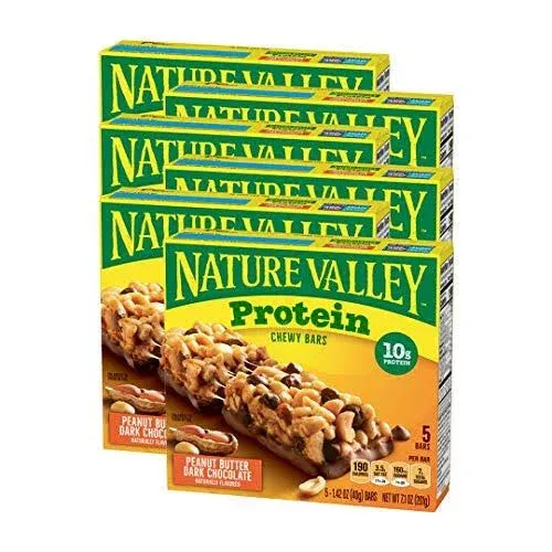 Nature Valley Chewy Granola Bar, Protein, Peanut Butter Dark Chocolate, 5 Bars-1.42 Ounce each, 7.1 Ounce (Pack of 6)