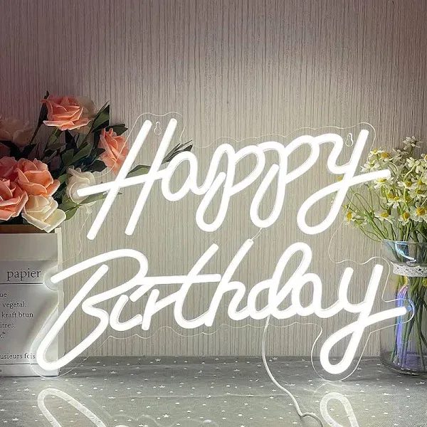 YUEYYNS Happy Birthday Neon Sign Neon Led Sign, Reusable Happy Birthday Neon ...