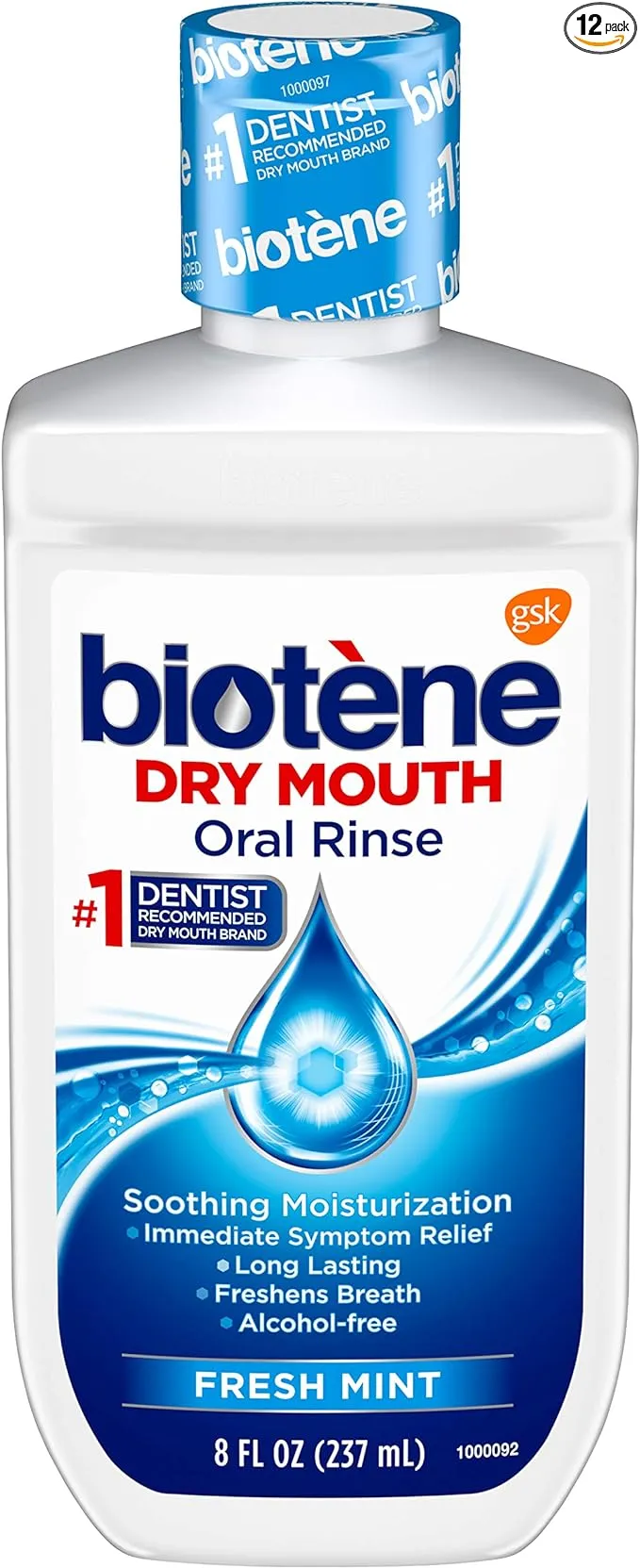 biotène Oral Rinse Mouthwash for Dry Mouth, Breath Freshener and Dry Mouth Treatment, Fresh Mint - 8 fl oz