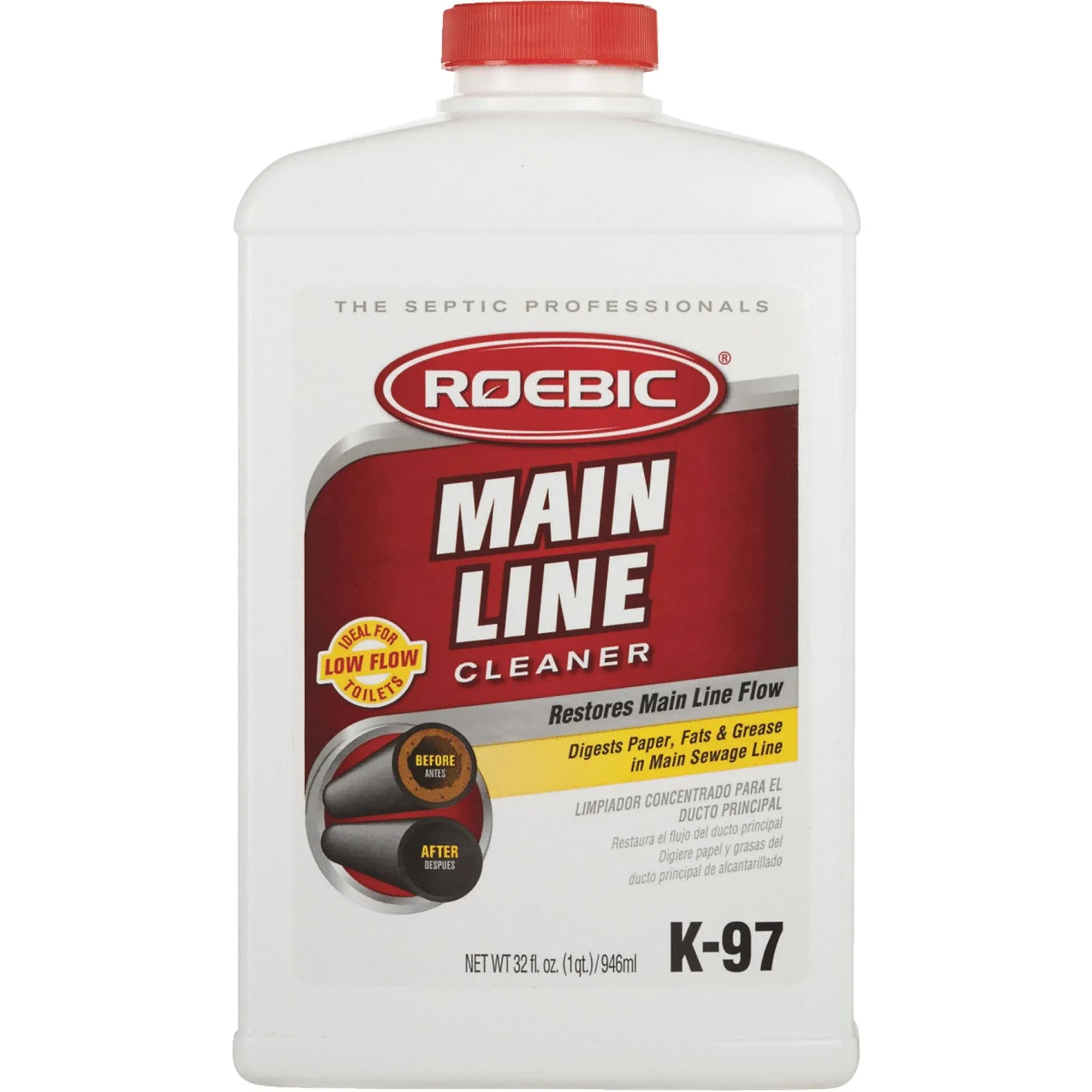 Roebic K-97 Main Line Cleaner, Exclusive Bacteria Digests Paper, Fats, and Grease in Sewer and Septic Systems, 32 Ounces & K-57-Q Septic System Cleaner, 32 Ounces