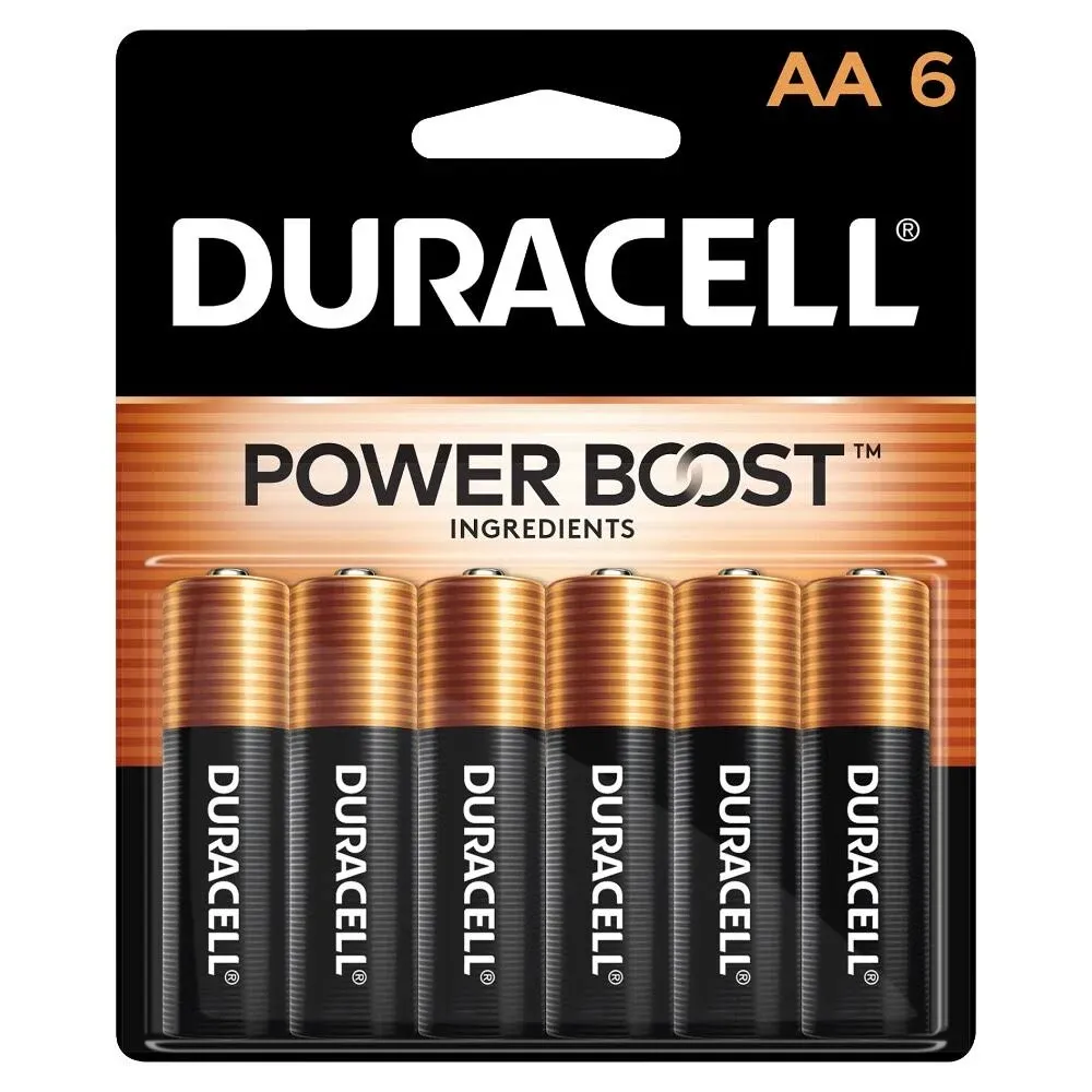 Duracell AA Coppertop Alkaline Batteries, 6-Pack