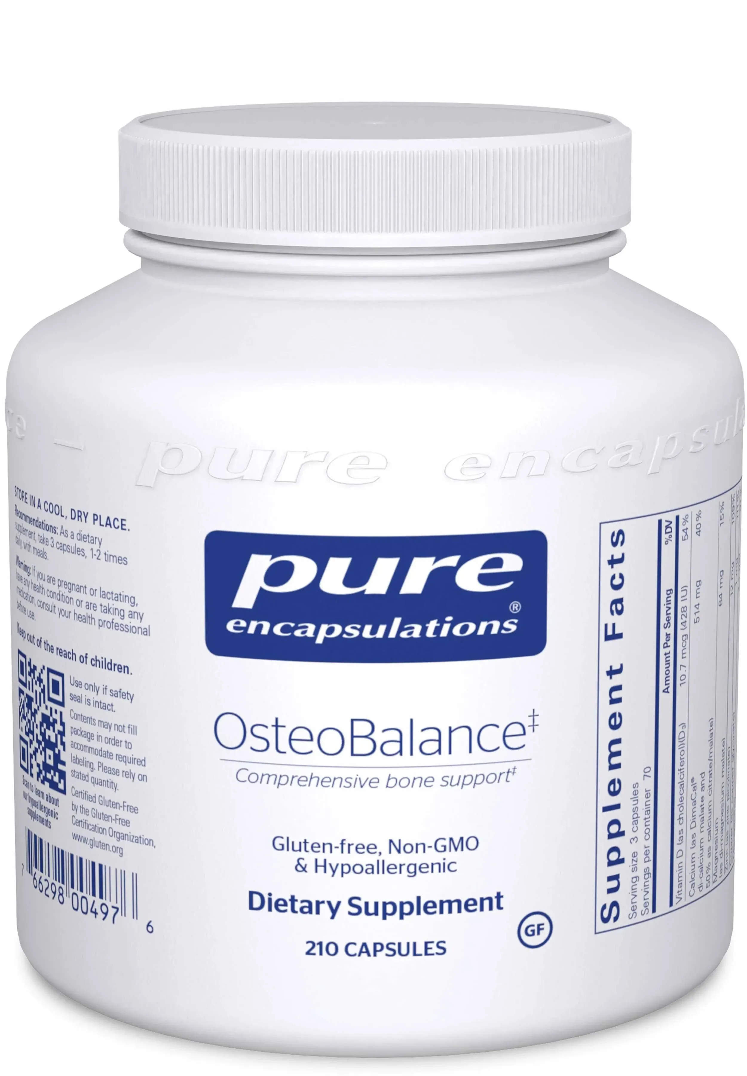 Pure Encapsulations OsteoBalance | Hypoallergenic Supplement to Promote Calcium Absorption and Enhance Healthy Bone Mineralization* | 351 Capsules