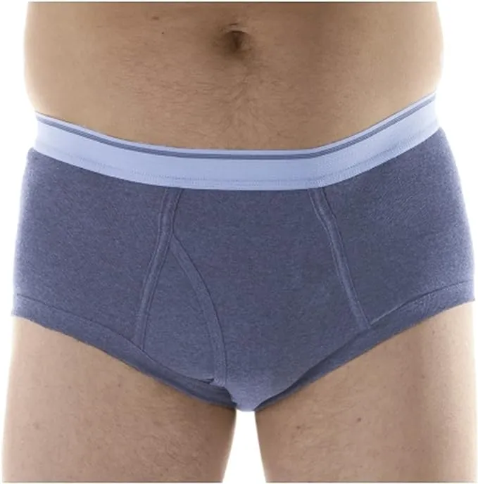 "3-Pack Men's Gray Classic Regular Absorbency Washable Reusable Incontinence Briefs 3XL"