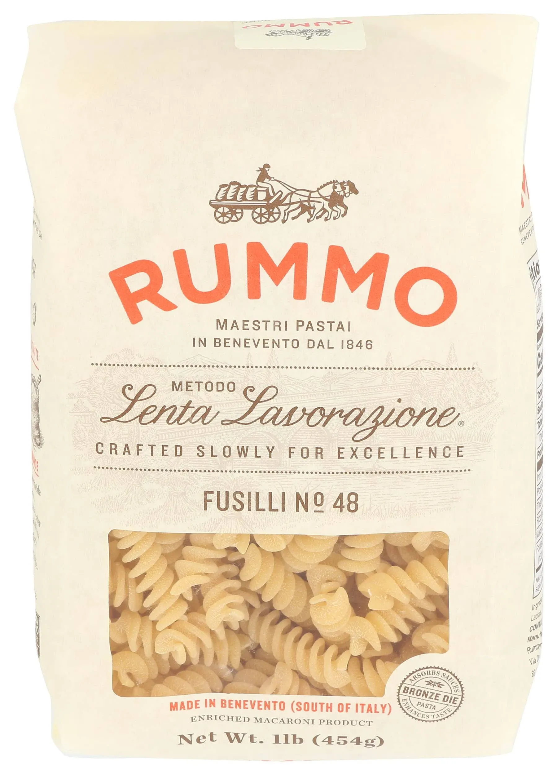 Rummo Fusilli Pasta N.48 - Fusilli Pasta Noodles, Spiral Pasta, Italian Pasta, Curly Noodles, Dry Pasta, Durum Wheat Pasta - 16 Ounce (Pack of 1)