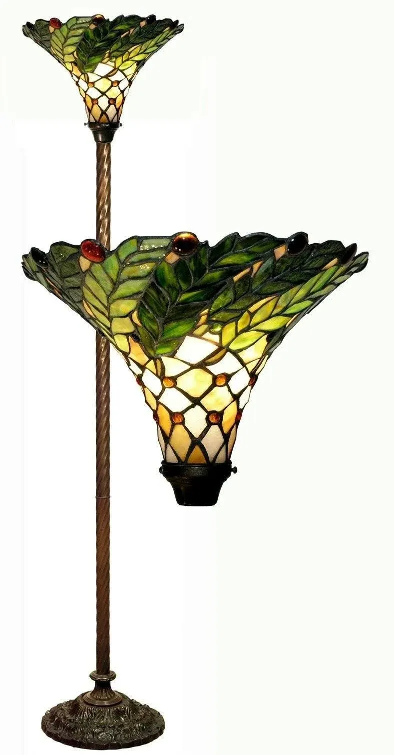 Warehouse of Tiffany Rose Torchiere 3742-BB75B Green Leaf Floor Lamp 3742#+BB75B