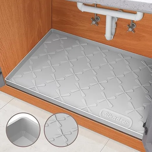 SIKADEER Under Sink Mat for Kitchen Waterproof 34" x 22" Silicone Under Sink Liner