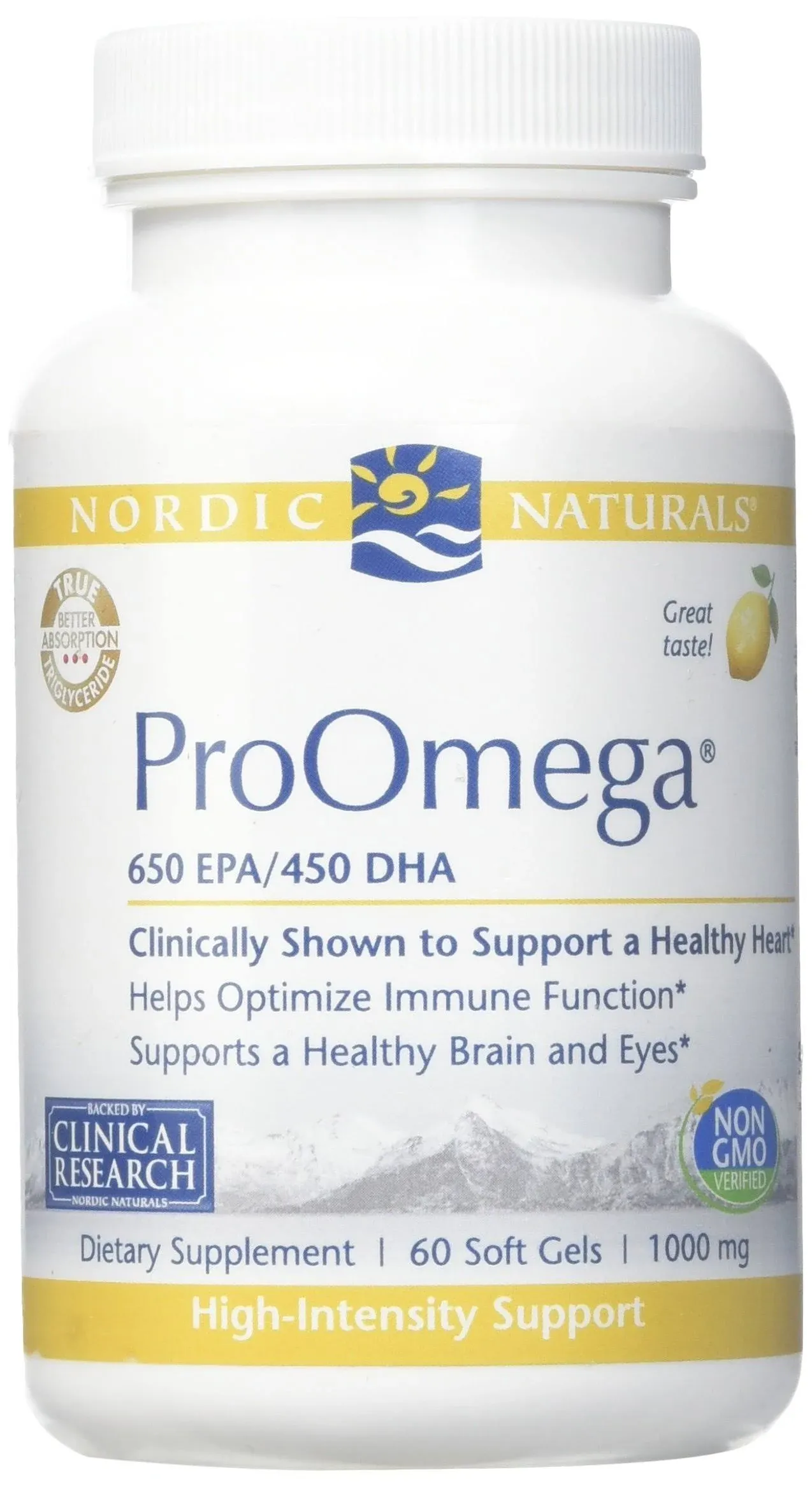 Nordic Naturals ProOmega-D, Lemon Flavor - 90 Soft Gels - 1280 mg Omega-3 + 1000 IU D3 - High-Potency Fish Oil - EPA & DHA - Brain, Eye, Heart,