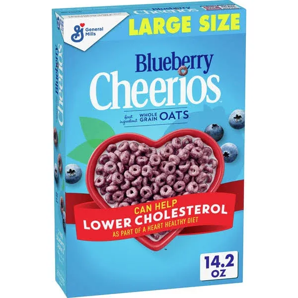 Cheerios Cereal, Blueberry, Large Size - 14.2 oz