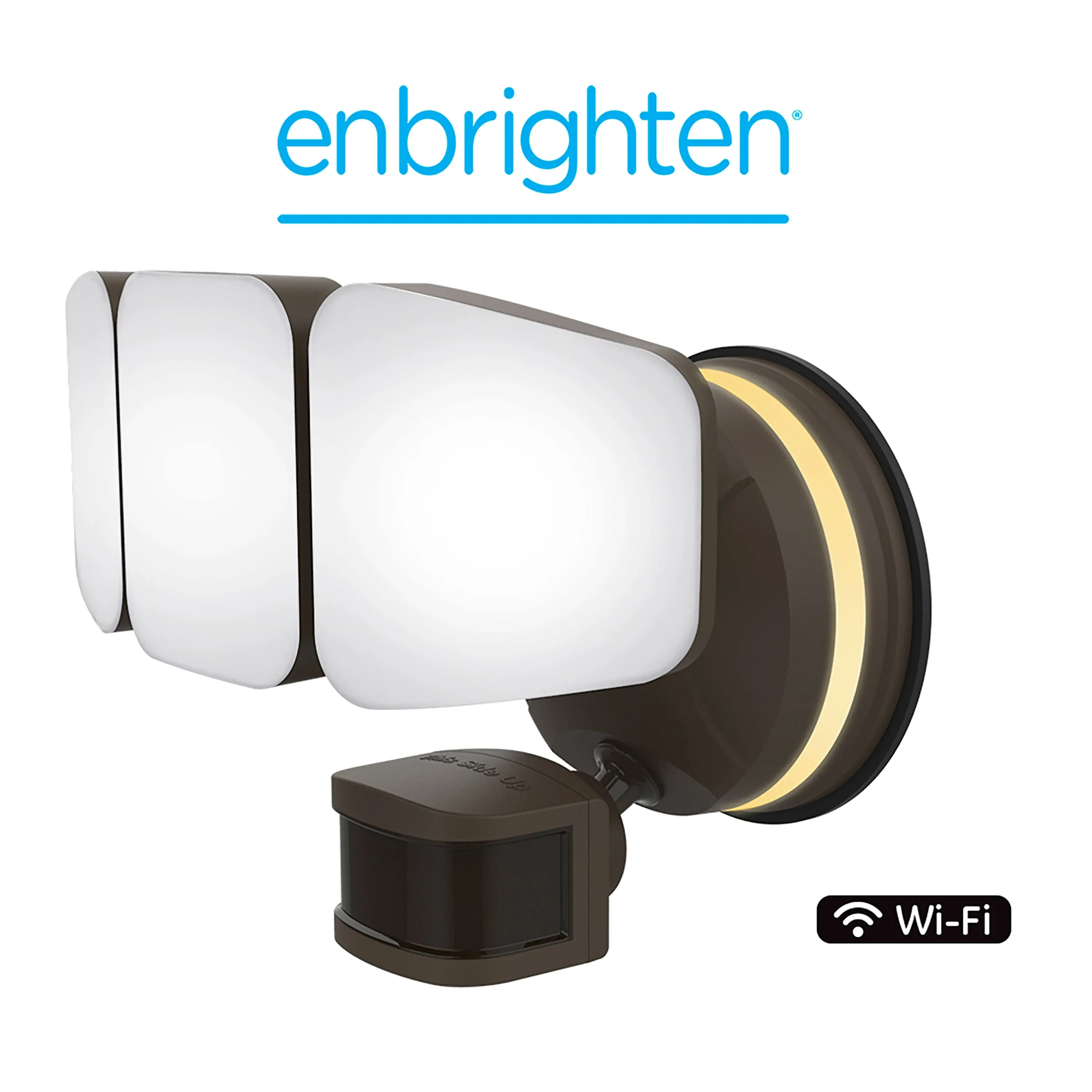 Enbrighten LED Wi-Fi Smart Security Light, App Control, Motion Activated, Three Head, Bronze, ETL Listed, UV Resistant, 3400 Lumens, 4000K, Flood Light for Patio, Yard, Garage, Driveway, 58245