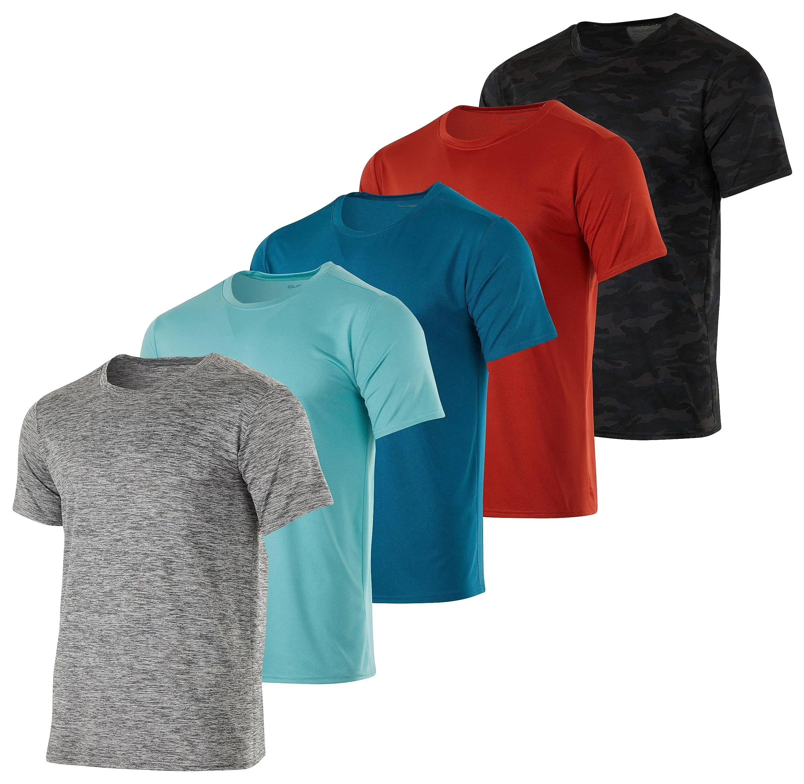 Real Essentials 5 Pack: Men’s Dry-Fit Moisture Wicking Active Athletic Performan