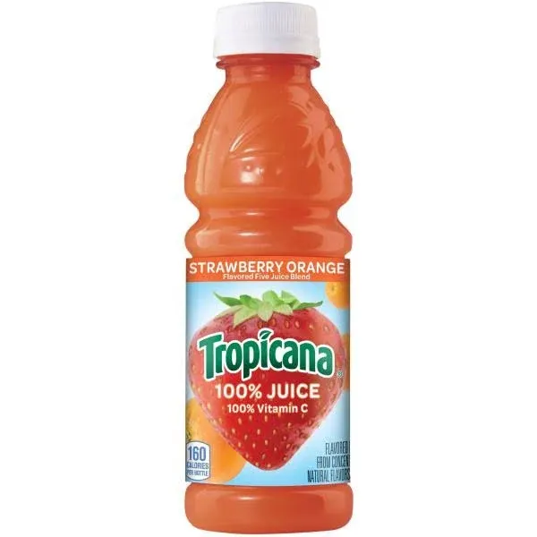 Tropicana 100% Juice, Strawberry Orange, Vitamin Beverage, 10 Ounce, Pack of 15 