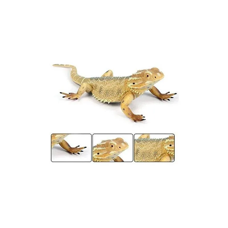 Rich Boxer 5'' Lizard Figurine Bearded Dragon Animal Figurine Plastic Lizard Reptile Model for Home Garden Decoration