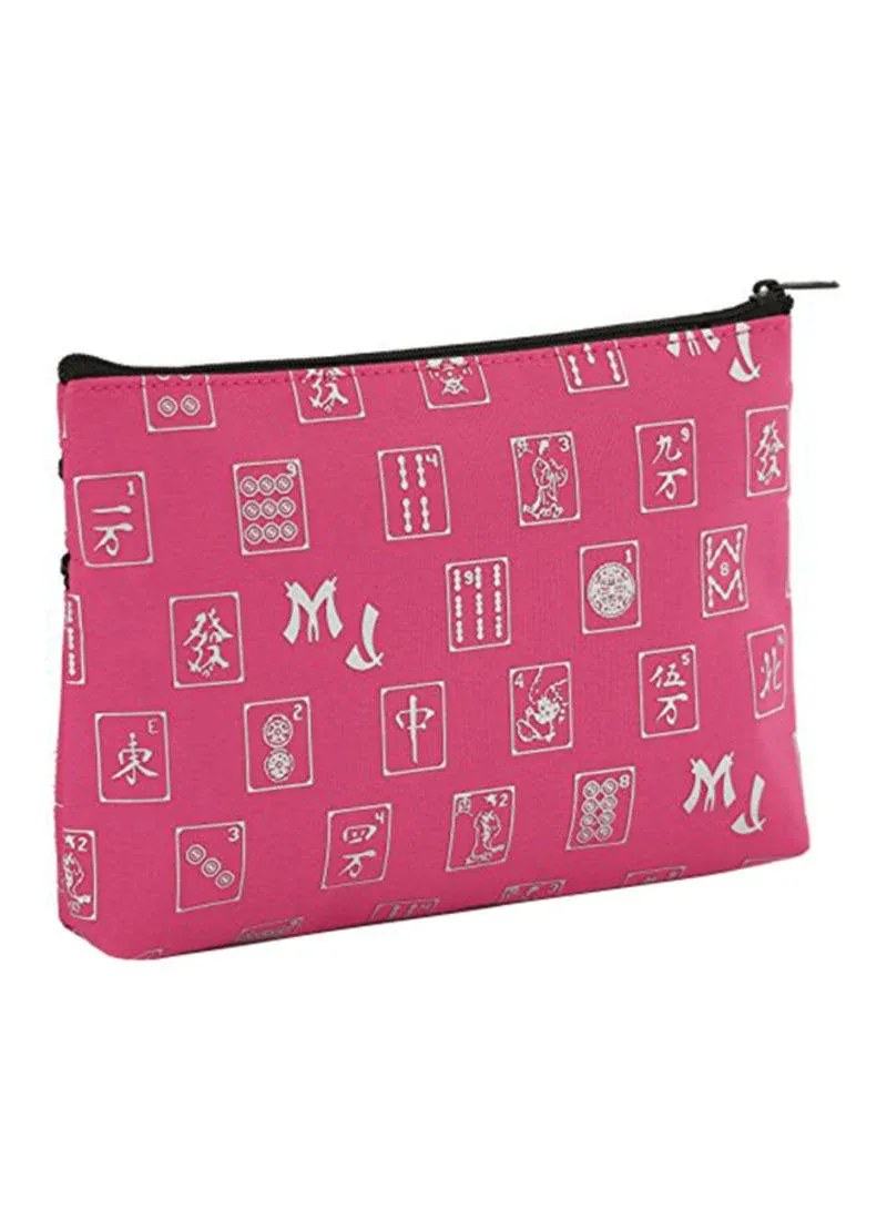 Fuchsia Logo Pattern 3 Zipper Mah Jong Purse for Mahjong CardF