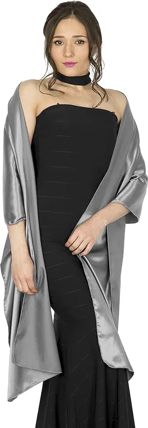 BlackButterfly Satin Shawl Bridesmaid Wedding Wrap Scarf