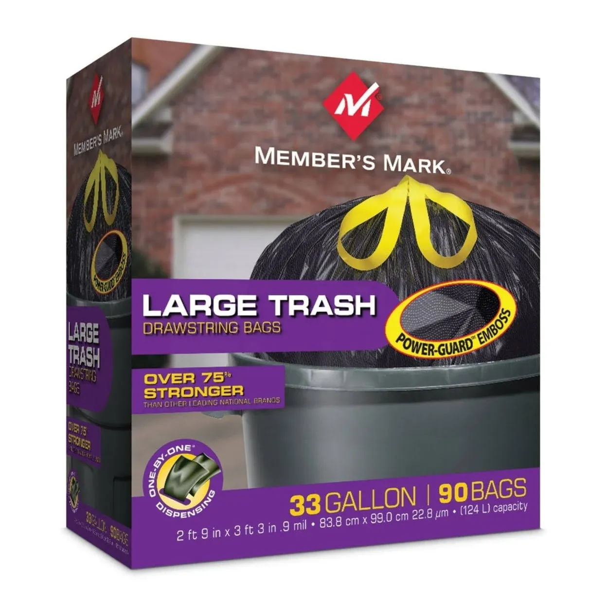 Member's Mark 33-Gallon Power-Guard Drawstring Trash Bags