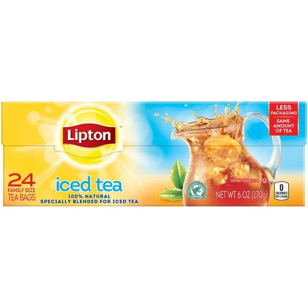 Lipton Unsweetened Family Black Iced Tea - 24 bags, 6 oz box